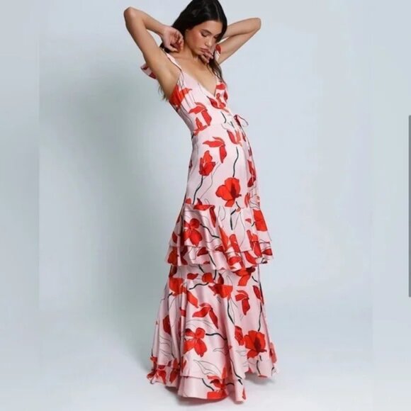 Hutch Floral Maxi Dress in Red and White - Picture 3 of 3
